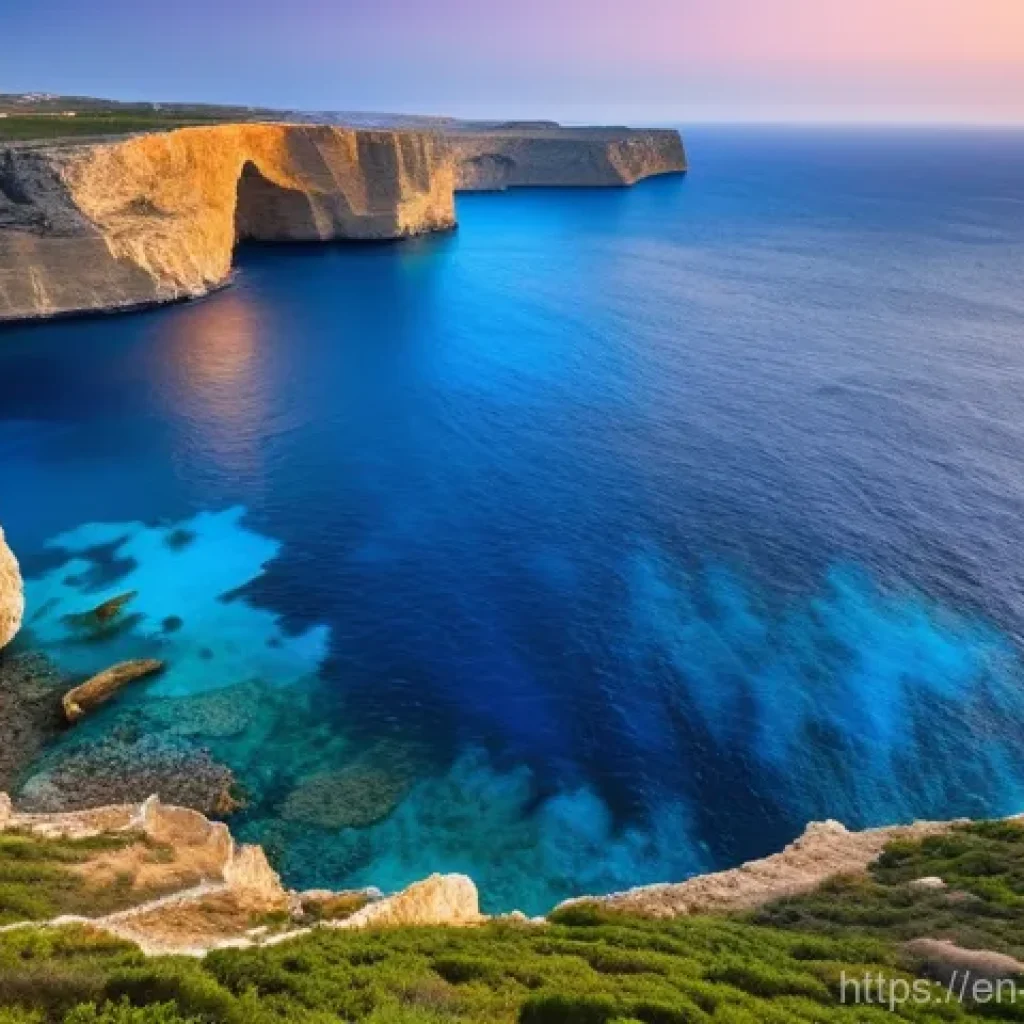 몰타 고조섬 여행 - **Prompt:** A breathtaking panoramic view of the Dwejra Bay area on Gozo at golden hour. The image f...