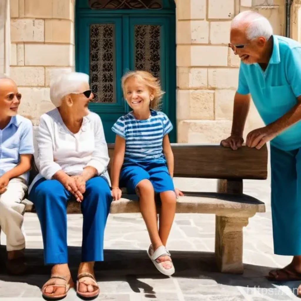 몰타 영주권 취득 - A vibrant, high-definition photograph capturing a multi-generational family on a sunny afternoon in ...