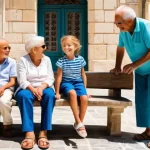몰타 영주권 취득 - A vibrant, high-definition photograph capturing a multi-generational family on a sunny afternoon in ...