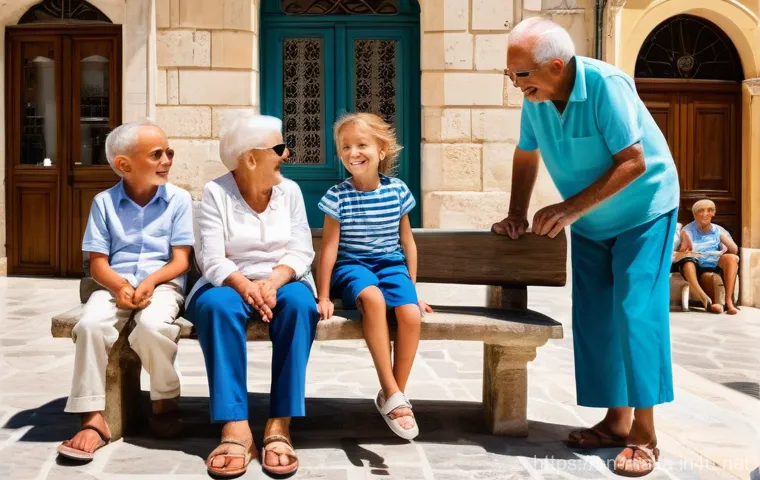 몰타 영주권 취득 - A vibrant, high-definition photograph capturing a multi-generational family on a sunny afternoon in ...