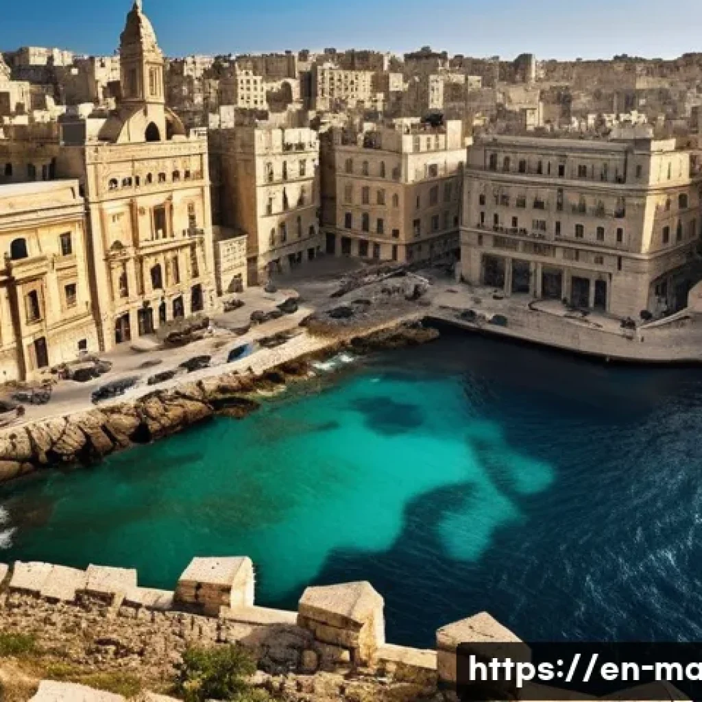몰타 독립 과정 - **Prompt:** A vivid depiction of Valletta, Malta, during the height of the intense World War II bomb...